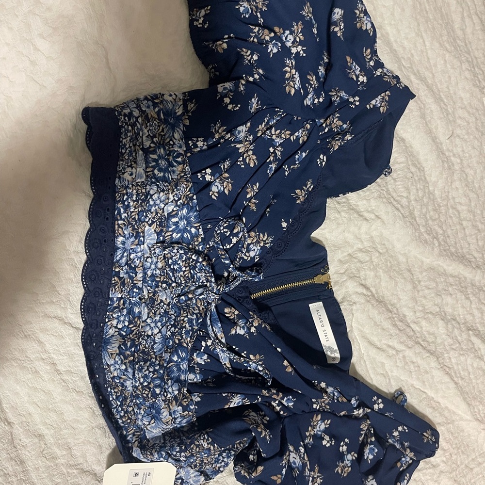 Floral Blue Crop Top